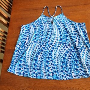 Blue dot keyhole neckline racerback tank